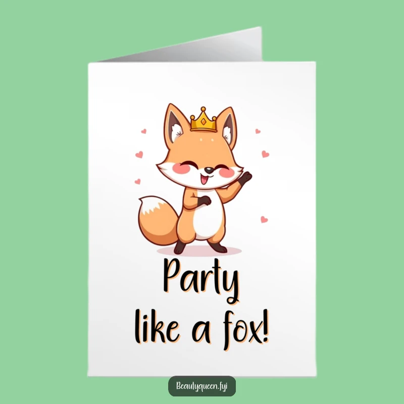 Free Printable Fox Birthday King Card: Funny Downloadable Gift for a Royal Celebration