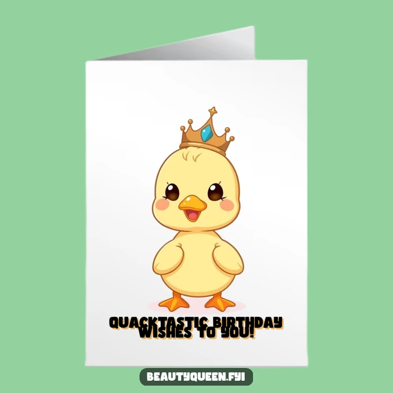 Free Printable Birthday Card: Funny Duckling Tiara Star Downloadable