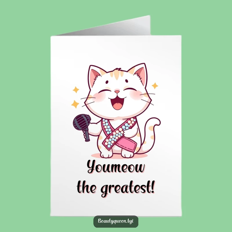 Free Printable Cat Birthday Card: Giggling Star Performer for a Fun Downloadable Gift