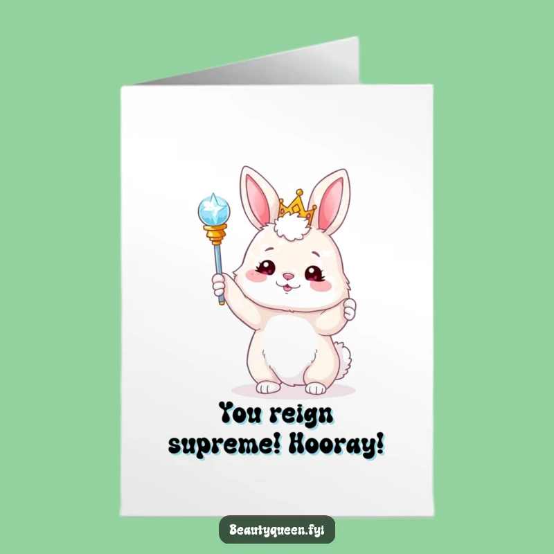 Free Printable Bunny Congrats Card: Scepter Toss Downloadable Gift for Celebrations