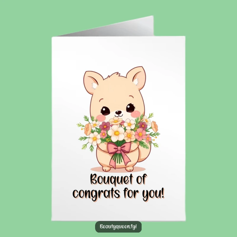 Free Printable Congrats Card: Adorable Animal Flowers, Regal Bow, Funny DIY Download Gift