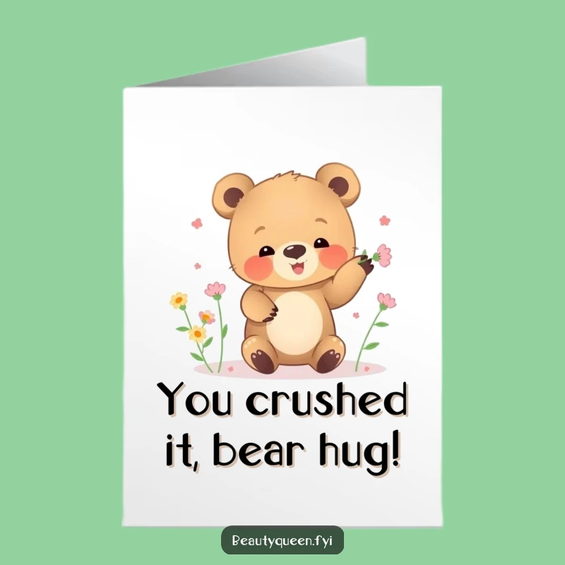Free Printable Congrats Card: Bear Cub Juggling, Joyful Downloadable For Any Success