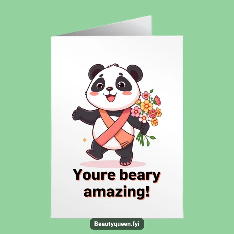 Free Printable Congrats Card: Panda Sash Bouquet, Funny Downloadable