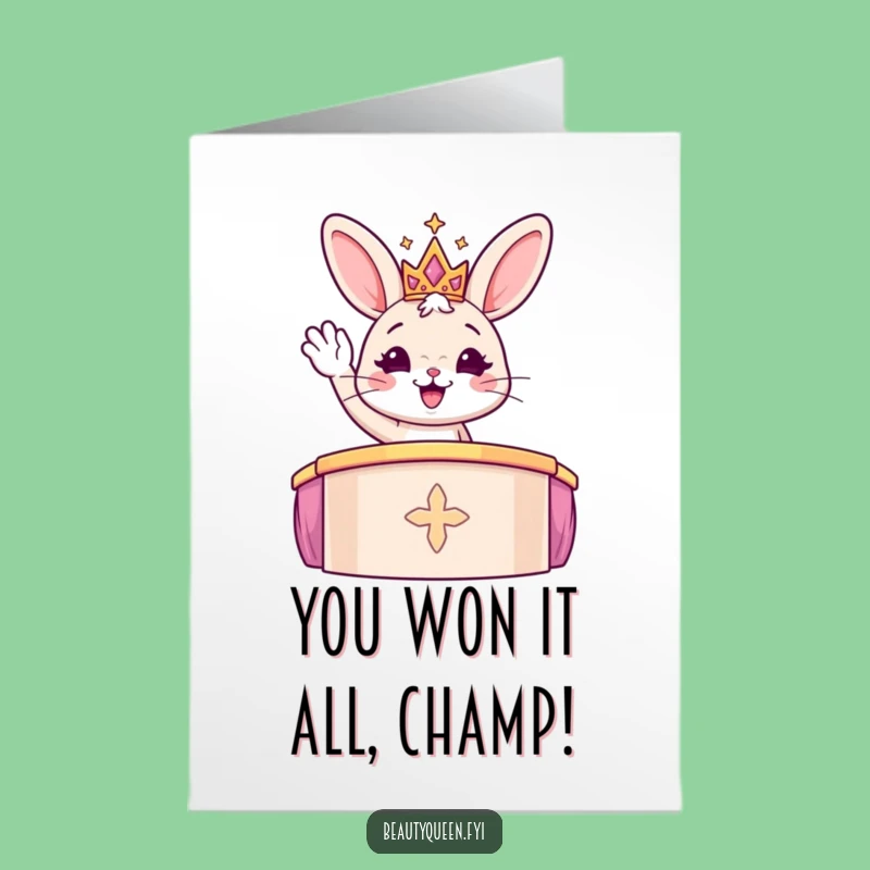 Free Printable Fox Congratulations Card: Funny Crowned Winner Digital Download Gift