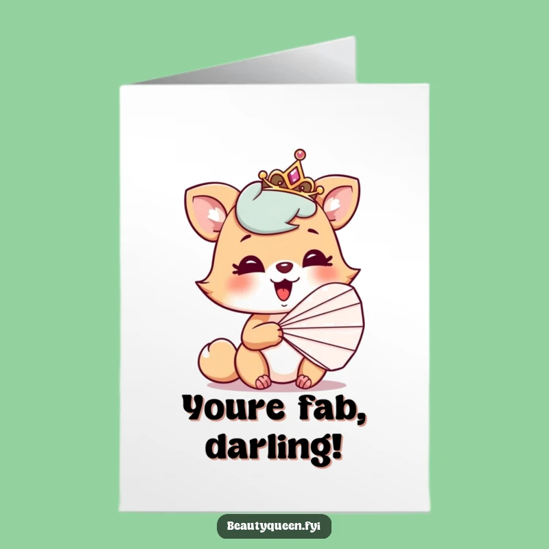 Free Printable Funny Congrats Card: Giggling Animal with Tiara, Humorous Downloadable