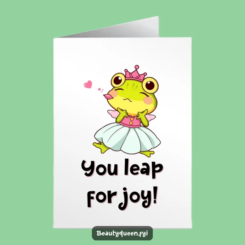 Free Printable Funny Congrats Card: Glee Frog Princess Kissing, Ideal Humorous Downloadable Gift Idea