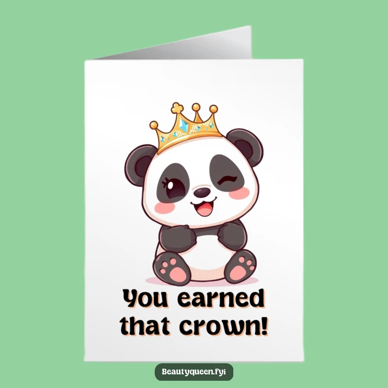 Free Printable Funny Congrats Card: Panda King Winking, Ideal Humorous Downloadable Gift