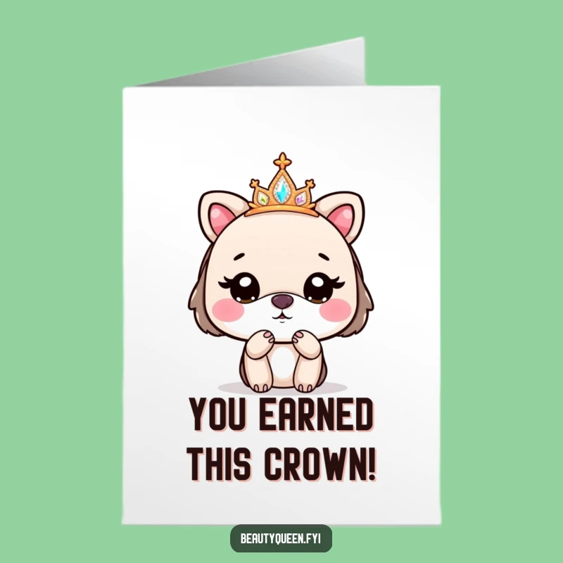 Free Printable Congrats Card: Sparkly Tiara Animal Kissing Goodbye, Funny DIY Downloadable Gift