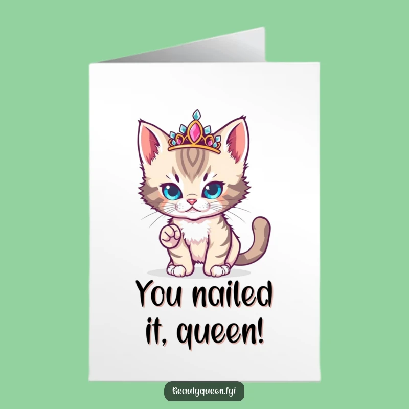 Free Printable Kitten Congrats Card: Funny Tiara Star Digital Download Gift