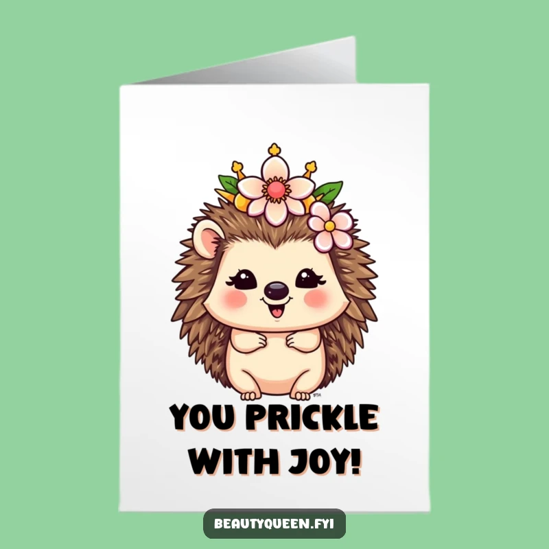 Free Printable Congrats Card: Hedgehog Queen's Blooming Success - Downloadable Gift