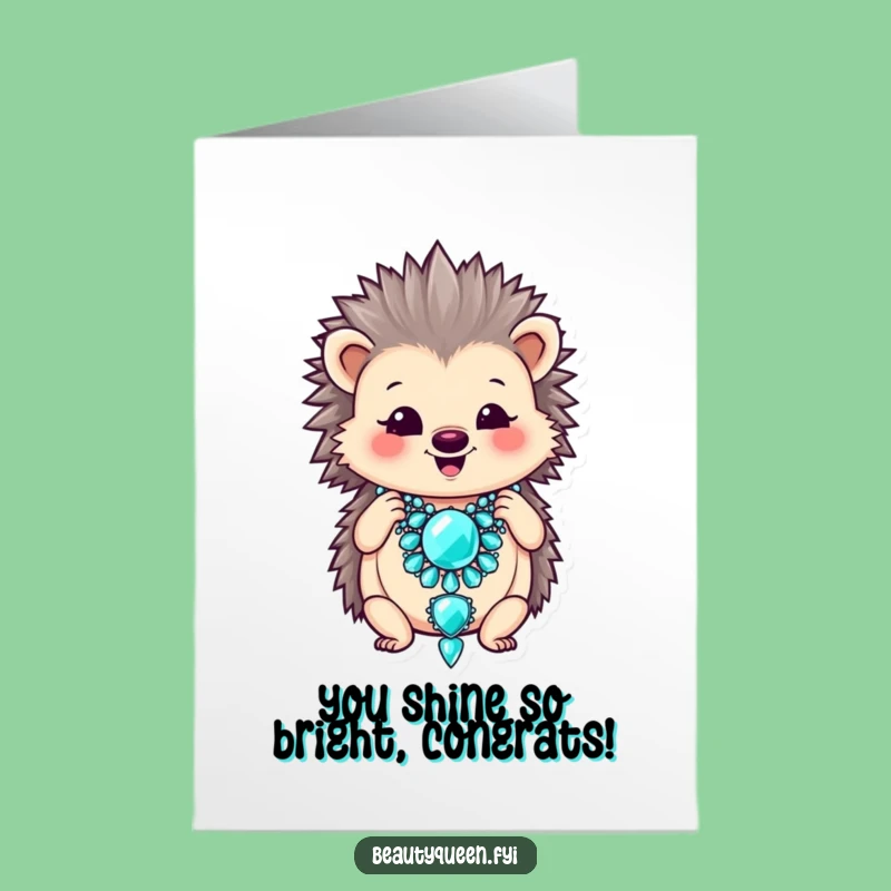 Free Printable Congrats Card: Hedgehog Sparkle, Chic Downloadable For Any Achievement