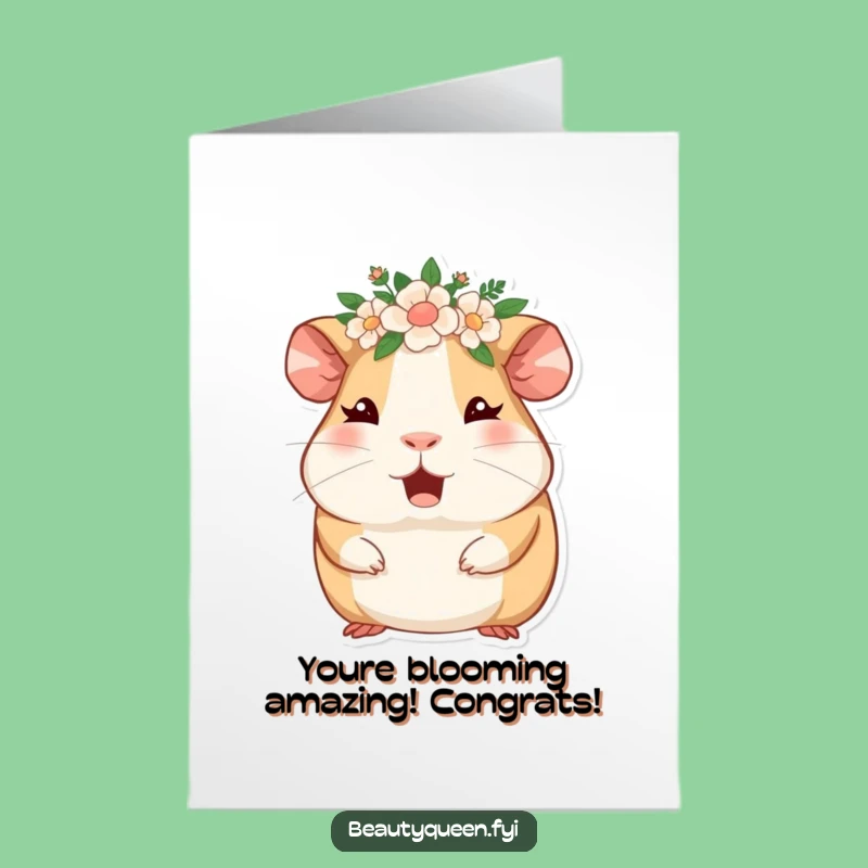 Free Printable Guinea Pig Congrats Card: Floral Wink Downloadable Gift