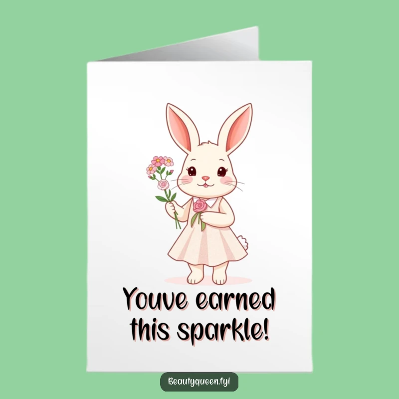 Free Printable Congrats Card: Sparkly Rabbit Bouquet - Downloadable Celebration Gift