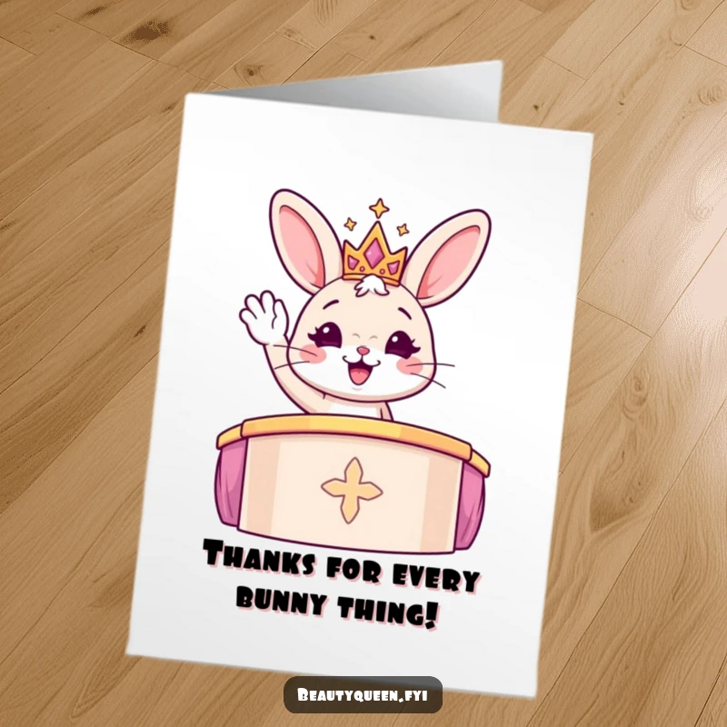 Funny Free Printable Thank You Card: A cute kitten in a jeweled tiara strikes a fierce, adorable runway pose.
