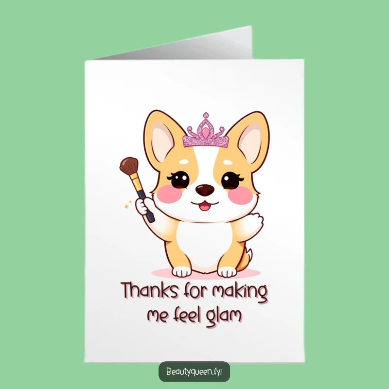 Free Printable Thank You Card: Corgi Queen's Glamorous Gratitude - Downloadable Gift