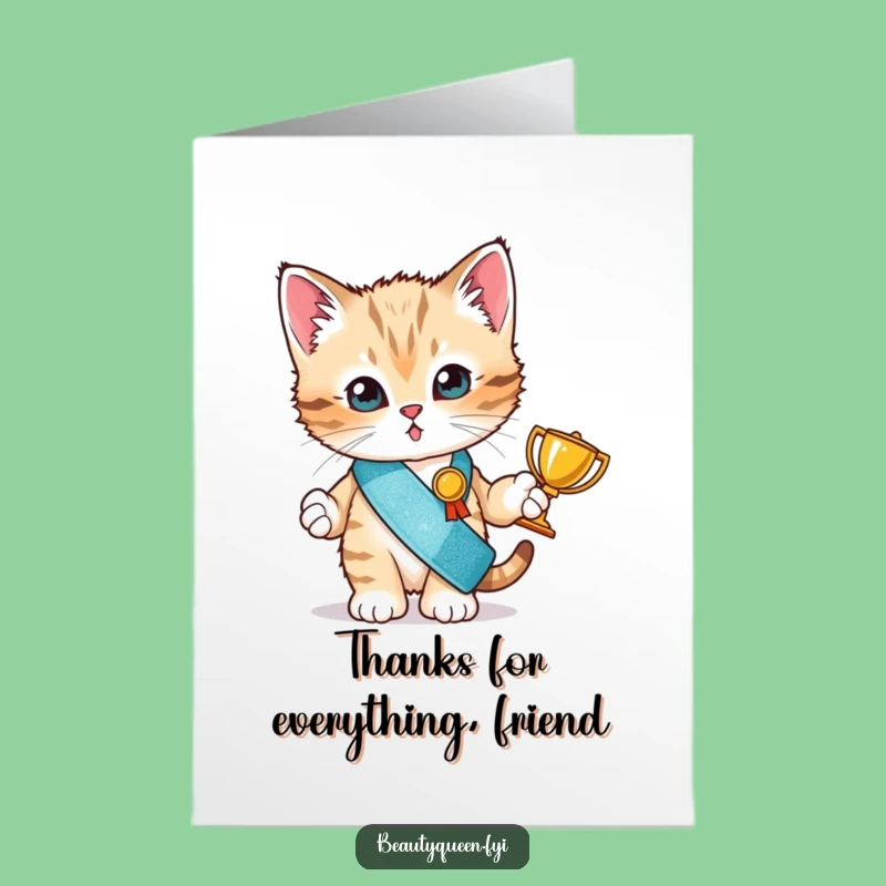 Free Printable Thank You Card: Funny Kitten Trophy Winner Downloadable