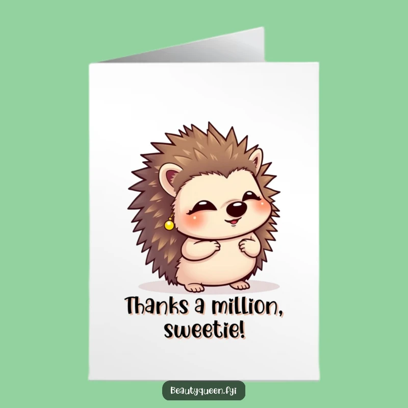 Free Printable Thank You Card: Giggling Hedgehog Thanks - Funny Downloadable