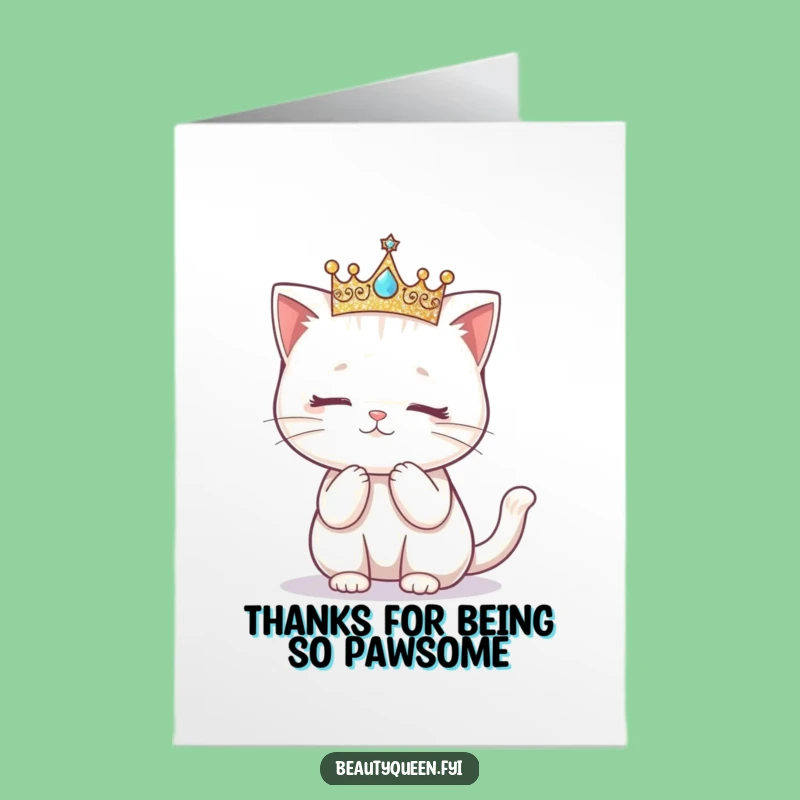 Free Printable Thank You Card: Kawaii Cat Curtsy, Charming Downloadable For Appreciation