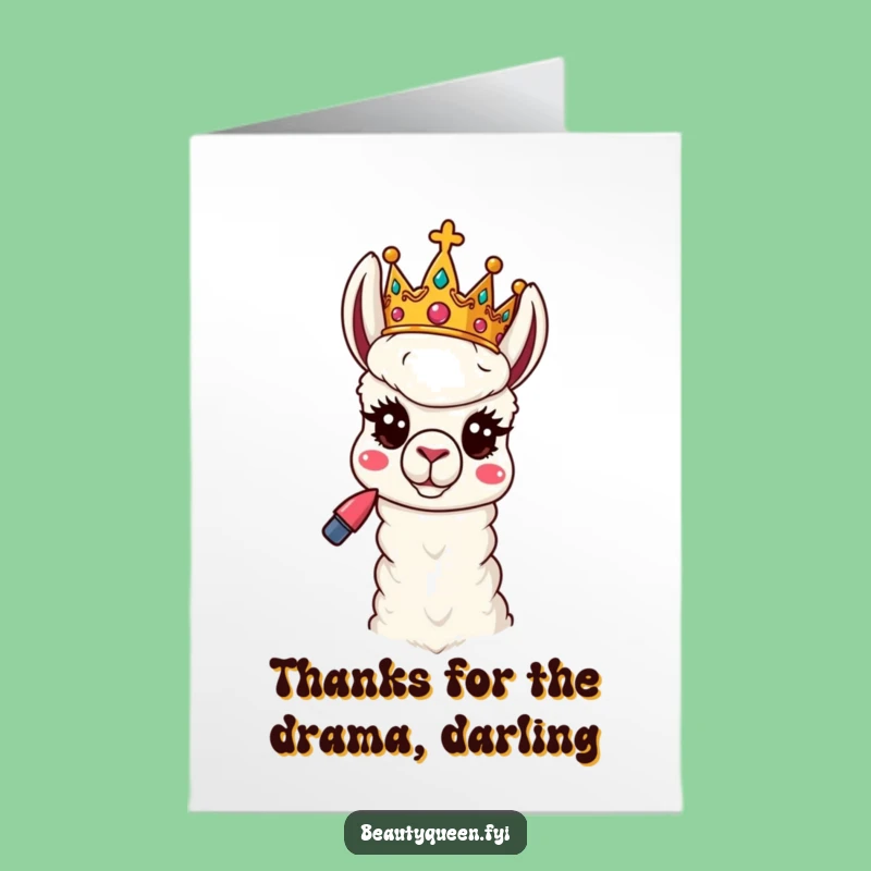 Free Printable Thank You Card: Llama Queen's Glam Gratitude - Downloadable Gift