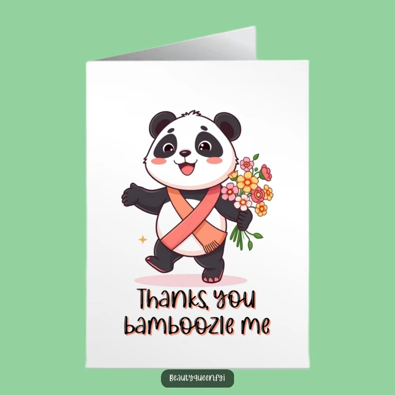 Free Printable Thank You Card: Panda Flowers Sash, Funny Gratitude