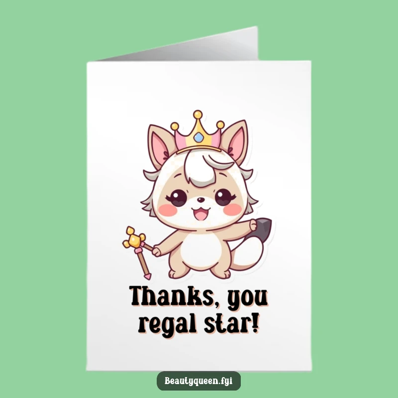 Free Printable Thank You Card: Smiling Animal King, Funny Scepter Pose, DIY Download Gift
