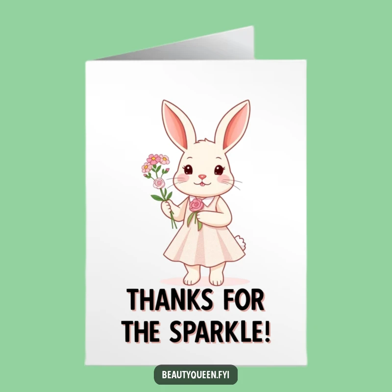 Free Printable Thank You Card: Sparkly Rabbit Blooms - Downloadable Gratitude Gift