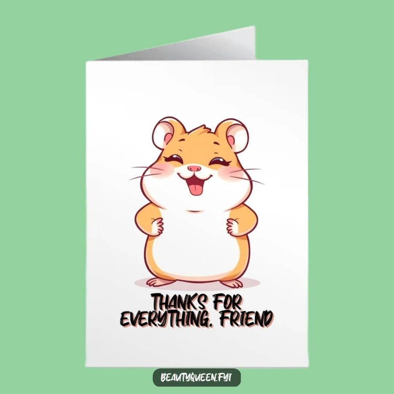 Amusing Free Printable Hamster Thank You Card - Giggling Pose Downloadable Gift