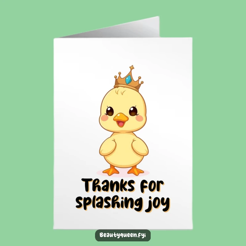 Free Printable Thank You Card: Funny Duckling Tiara Downloadable