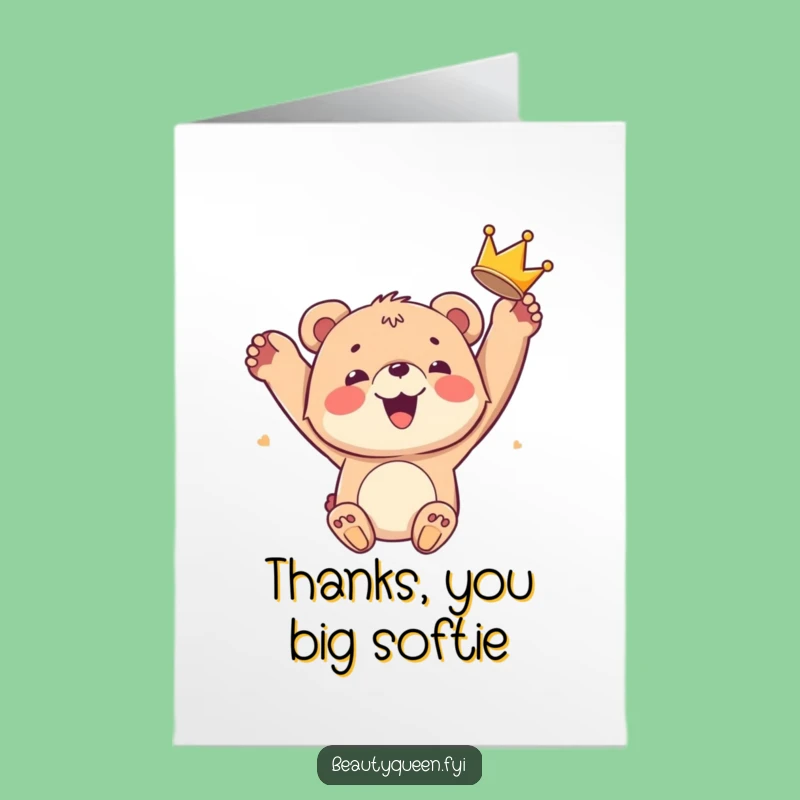 Free Printable Bear Cub Thank You Card: Joyful Crown Toss for a Downloadable Gift