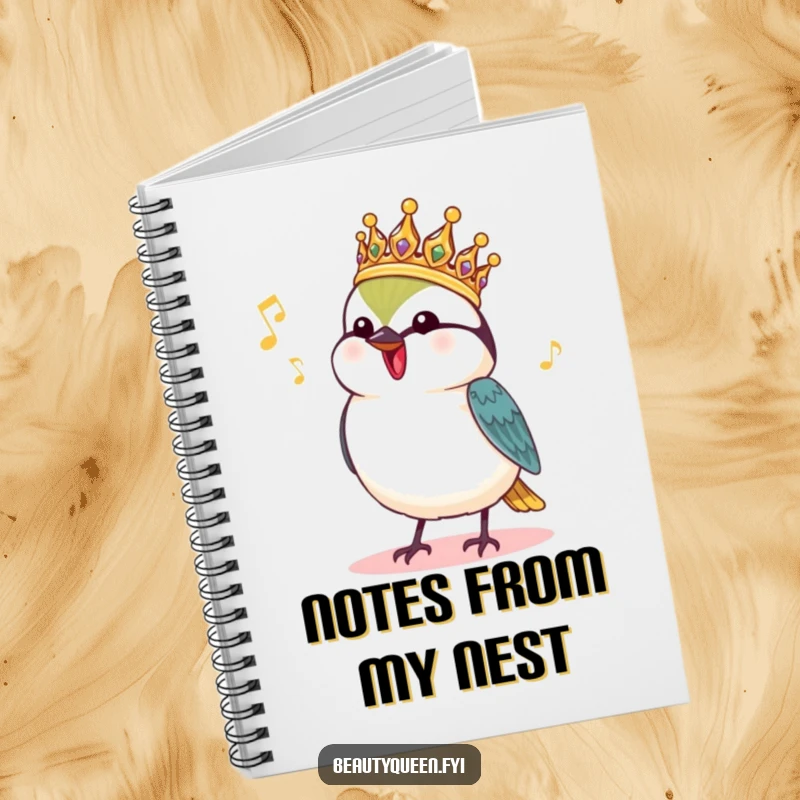 Funny Chickadee Notebook: A charming chickadee in a royal headdress chirps a happy tune, ready to record your musical inspirations.