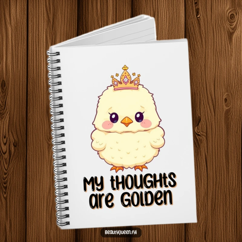 Funny Notebook cover with a fluffy chick wearing a tiny, sparkly tiara askew, perfect for documenting your most dazzling thoughts.
