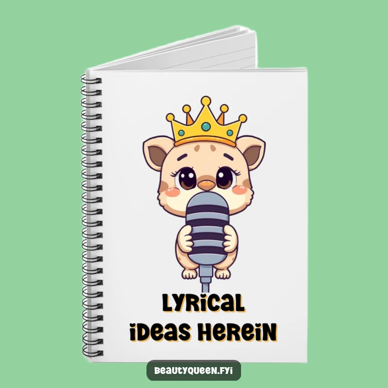 Funny Notebook: Curious animal crown askew microphone, jot down your thoughts