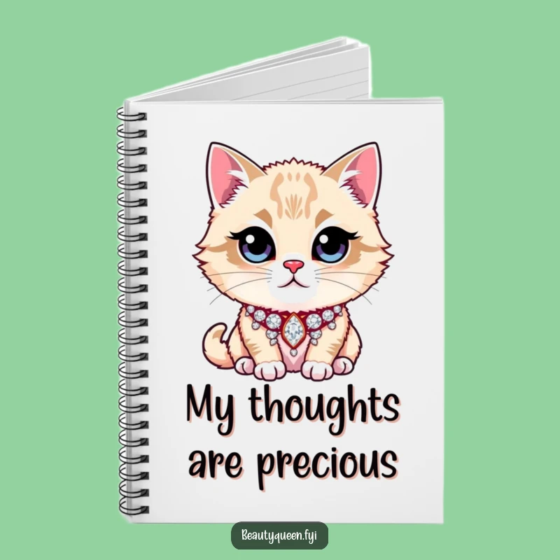 Funny Notebook: Majestic Cat Journal with Rhinestone Collar, Write in Style, Funny Gift!