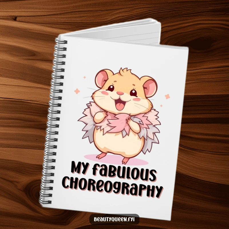 Funny Hamster Notebook: Lined journal showcasing a squeaking hamster character wearing a feathered boa and doing a happy dance.