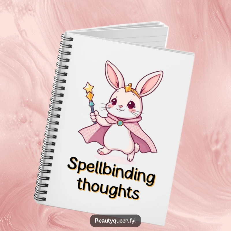 Funny bunny notebook with a cute bunny in a cape, zooming with a scepter, ready for your magical notes.