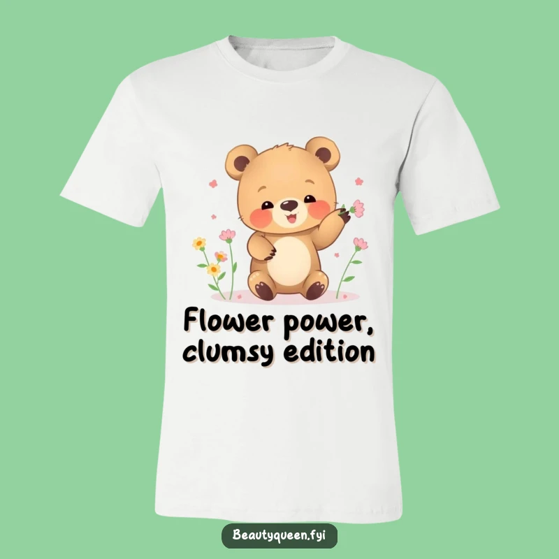 Funny Bear Cub Flower Juggling T-Shirt: Playful & Cute, Hilarious Gift Tee