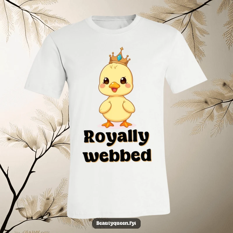 Funny t-shirt design with a cute duckling beaming happily as it balances a tiny tiara on its head.