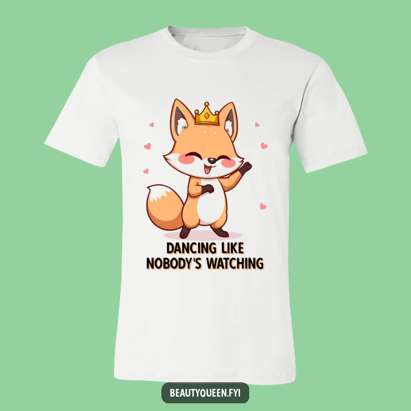 Funny Fox T-Shirt: Whimsical Dancer King, Crown Askew, Hilarious Gift