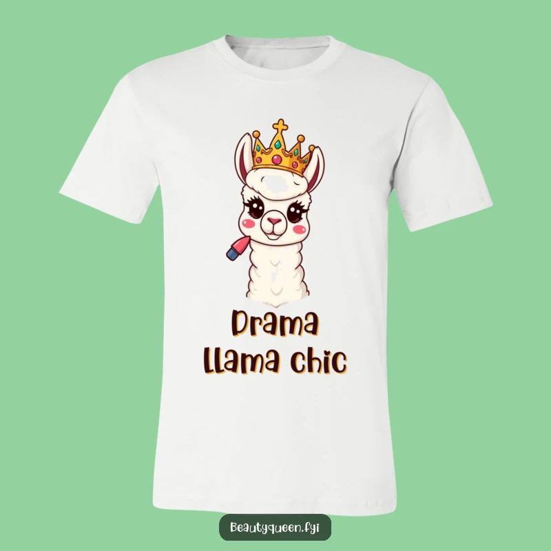 Funny Llama Queen T-Shirt: Sassy Royal Lipstick Pose Tee Gift