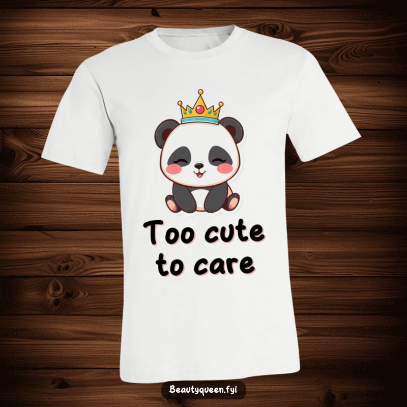 Funny panda tiara t-shirt, playful winking bear wearing crown, cute and humorous apparel, a comfortable and funny panda lover gift.