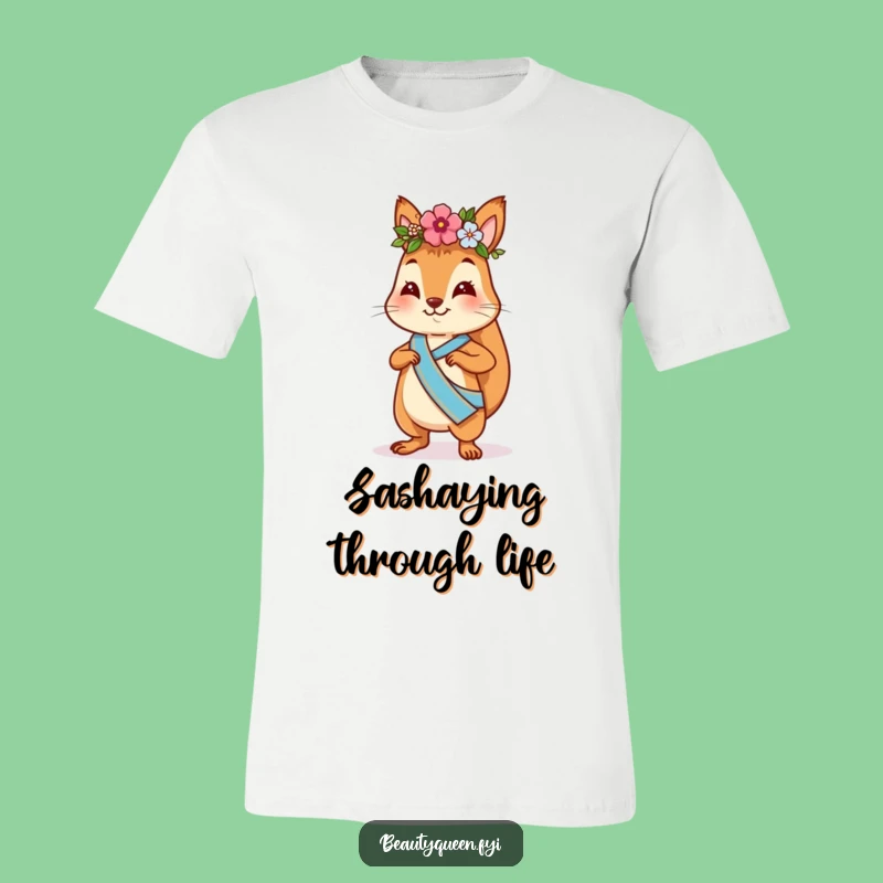 Funny Squirrel Flower Crown Tee: Confident Strutter, Playful & Hilarious Animal Shirt Gift