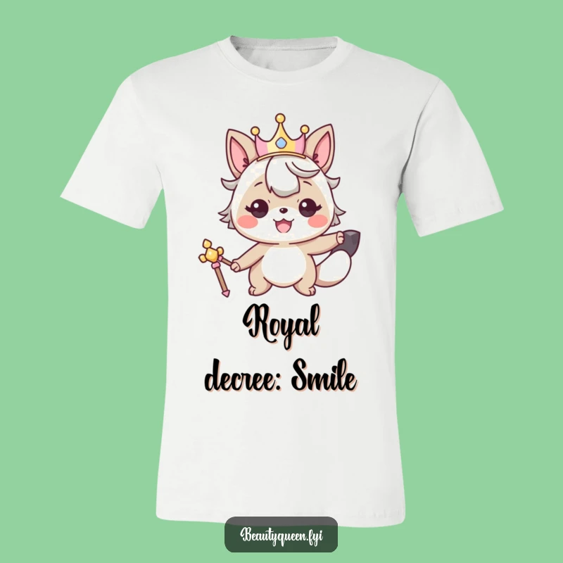 Funny Animal King T-Shirt - Smiling Character with Crown and Scepter