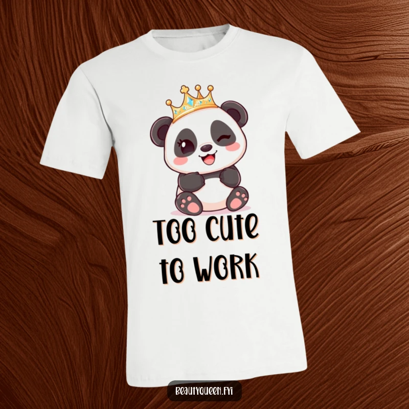 Funny Panda King T-Shirt, a panda wearing a crown winks playfully, exuding cute and humorous relaxed royalty.