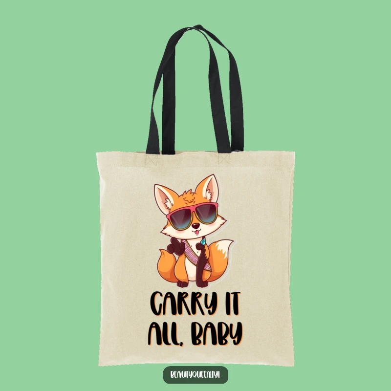 Funny Fox Sunglasses Tote Bag - Sassy Animal Carryall - Practical & Humorous Gift