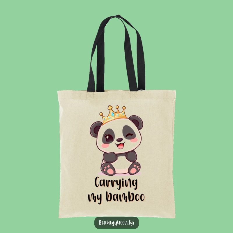 Funny Panda King Crown Tote: Chic & Humorous Panda Accessory Gift