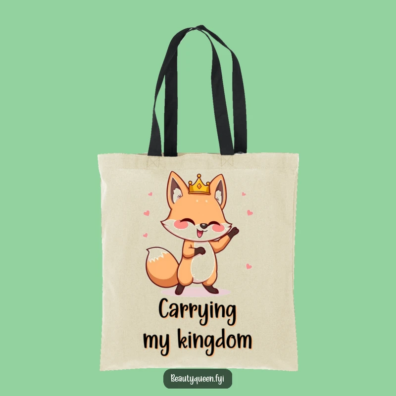 Funny Fox Tote Bag: Whimsical Dancer Accessory, Crowned King, Perfect Gift