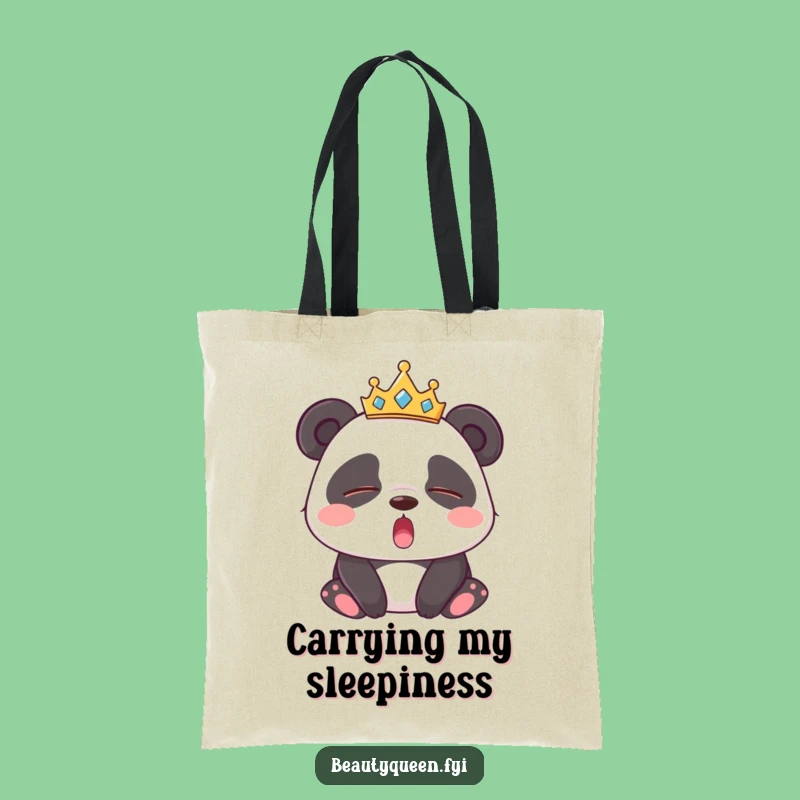 Funny Sleepy Panda Tiara Tote Bag: Hilarious Accessory for Tired Souls, Gift!