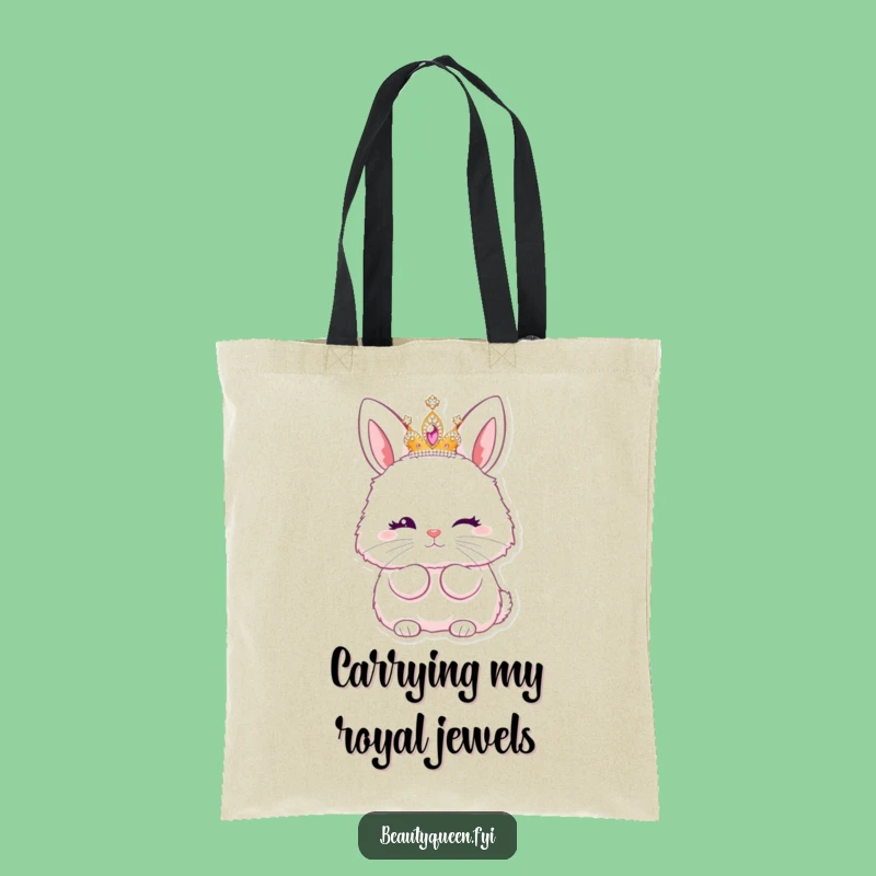 Funny Bunny Princess Tote Bag: Sparkly Tiara Kiss, Hilarious Shopping Gift