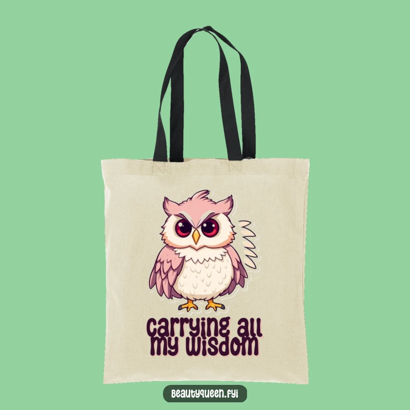 Funny Chic Owl Tote Bag: Stylish Feathered Boa Fashionista Owl Carryall, Great Gift!