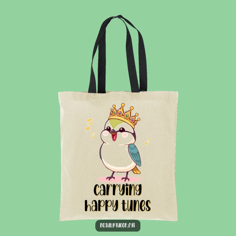 Funny Chickadee Royal Tote Bag: Singing Bird Carry-All Gift